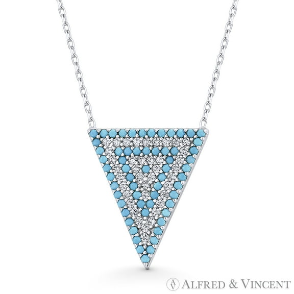 Upside-Down Triangle Charm CZ Crystal Pave Pendant & Necklace in .925 Sterling Silver