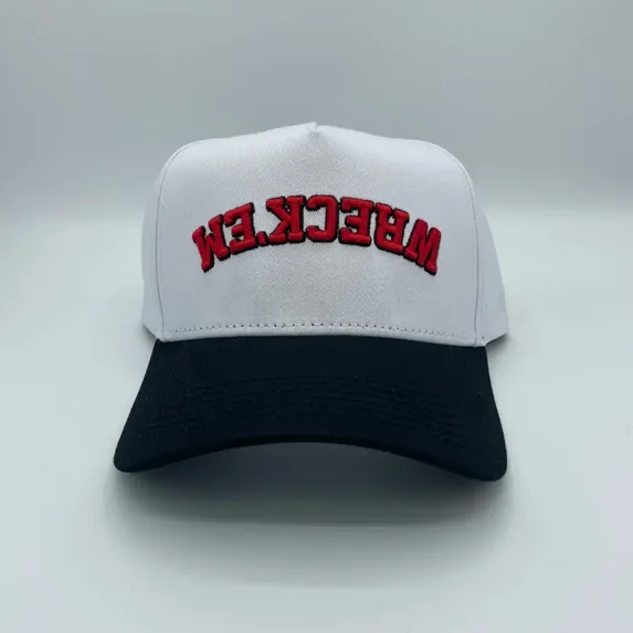 Upside Down WRECK 'EM Hat, Adjustable Baseball Cap with Bold Lettering, Casual Streetwear Hat for Men and Women, Stylish Headwear for Everyday Outfits and Sports Events