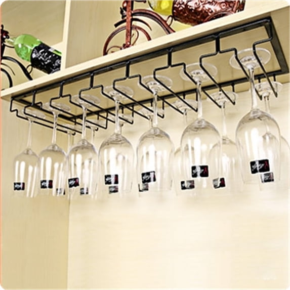 Upside Down Wine Glass Holder | Hanging Stemware Rack for Cabinet | Fits 4-9cm Base, Easy Install Screw Mount, Secure Storage, Durable Metal, Space-Saving Design