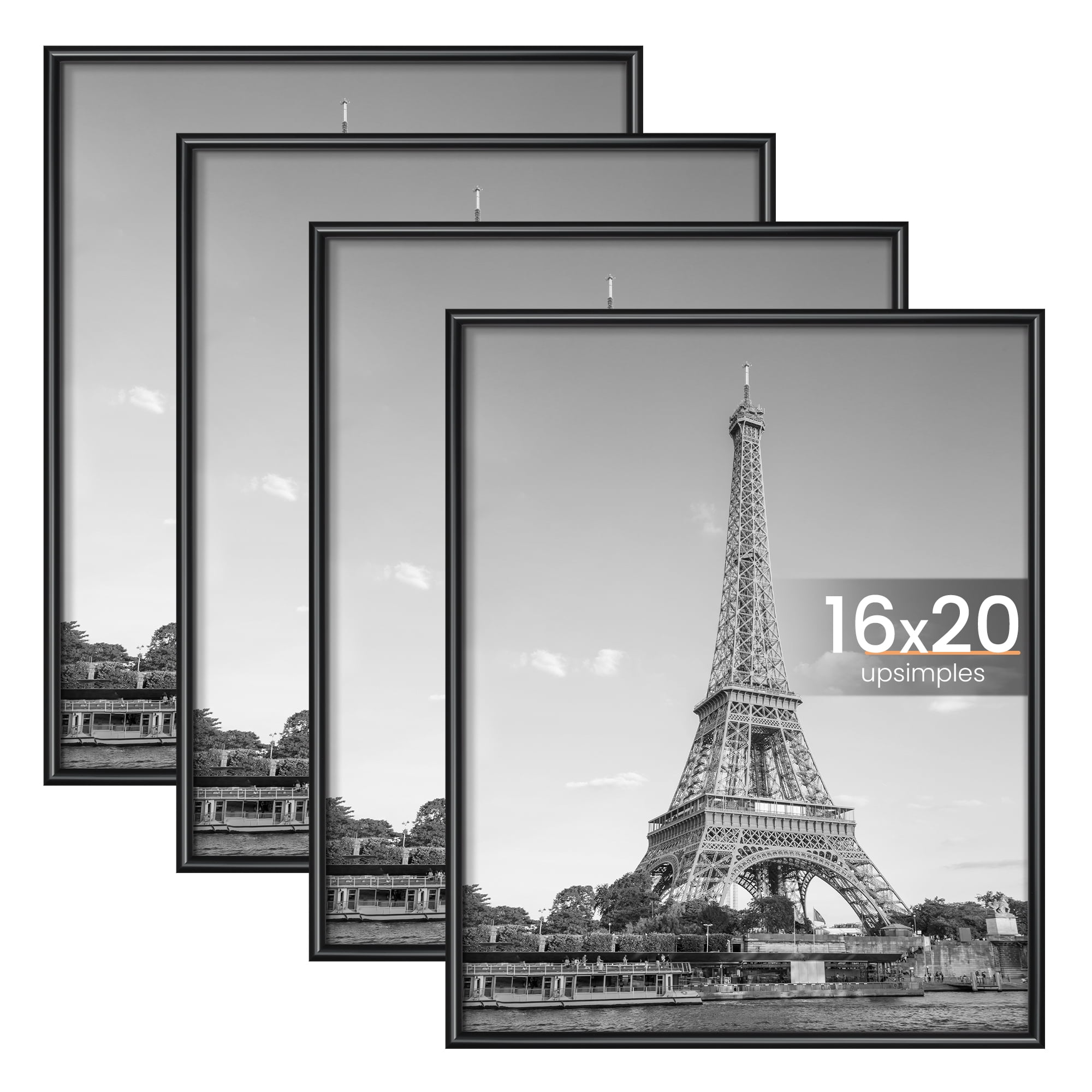 upsimples 4 PACK 16x20 Rounded Picture Frame, Basic Poster Frame, Black ...