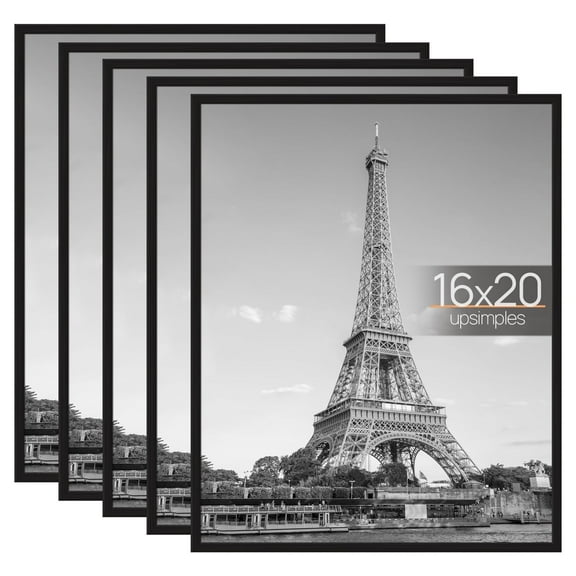 Sindcom 16x20 ABS Picture Frames, Gallery Wall Poster Frames Set of 5, Black