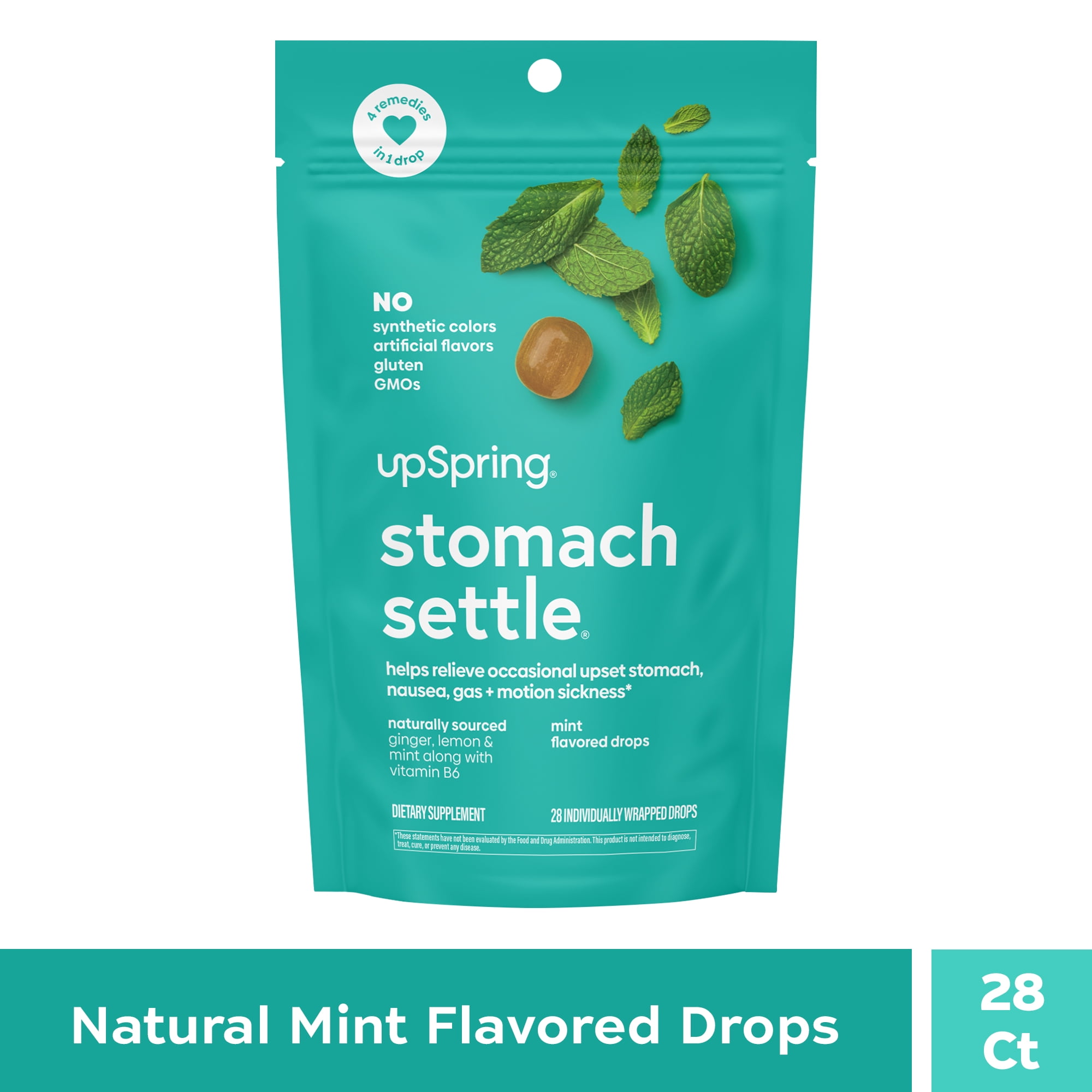 upSpring Stomach Settle Nausea Relief Drops, Mint Flavor, 28 Count