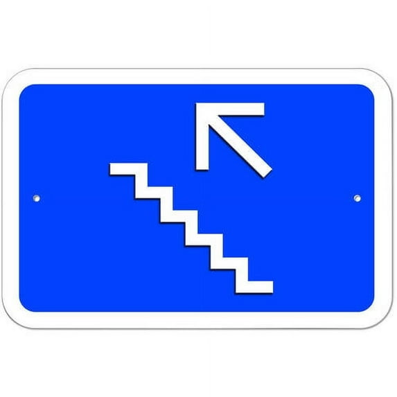 Upstairs Stairs Left Arrow Sign