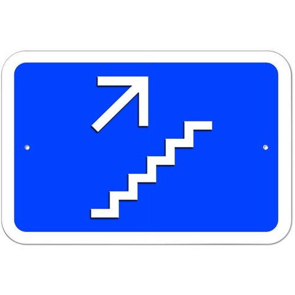 Upstairs Stairs Right Arrow Sign