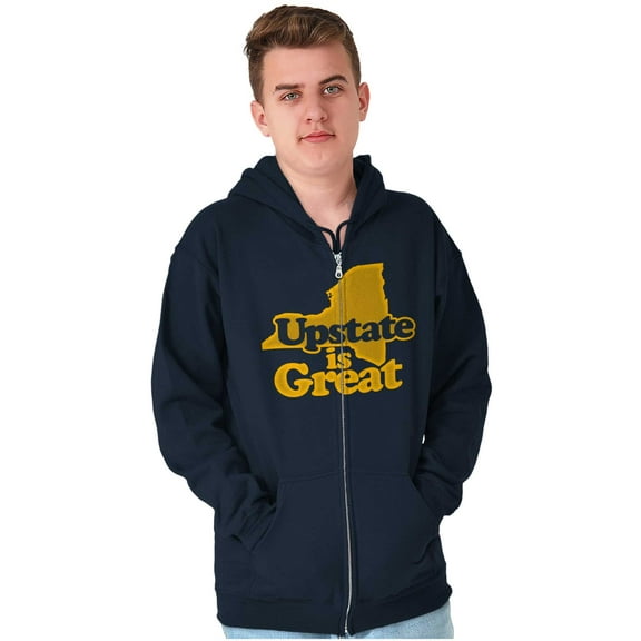 Upstate is Great New York Unisex Fleece Graphic Zip Up Hoodie Brisco Brands 4X