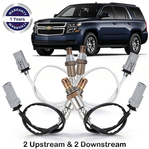 Upstream & Downstream Oxygen Sensors Set 4 Piece - Compatible with 2015-2020 Chevrolet Tahoe 2016 2017 2018 2019 5.3L 6.2L