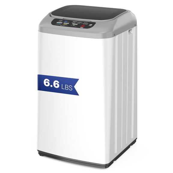 Upstreman 0.9 cu.ft Top Load Portable Washing Machine W/ Drain Pump & LED Display, Fully Automatic Small Washer Machine Portable Washer and Spinner Combo, 8 Wash Cycles, 3 Water Level, White WM084