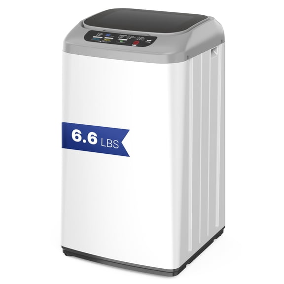 Upstreman 0.9 cu.ft Top Load Portable Washing Machine W/ Drain Pump & LED Display, Fully Automatic Small Washer Machine Portable Washer and Spinner Combo, 8 Wash Cycles, 3 Water Level, White WM084