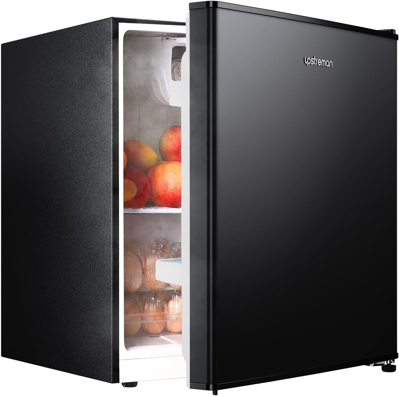 Upstreman 1.6 Cu.ft Single Door Mini Fridge with Freezer, Small Compact Refrigerator with Reversible Door for Apartment Dorm Office Bedroom RV, FR16 Black