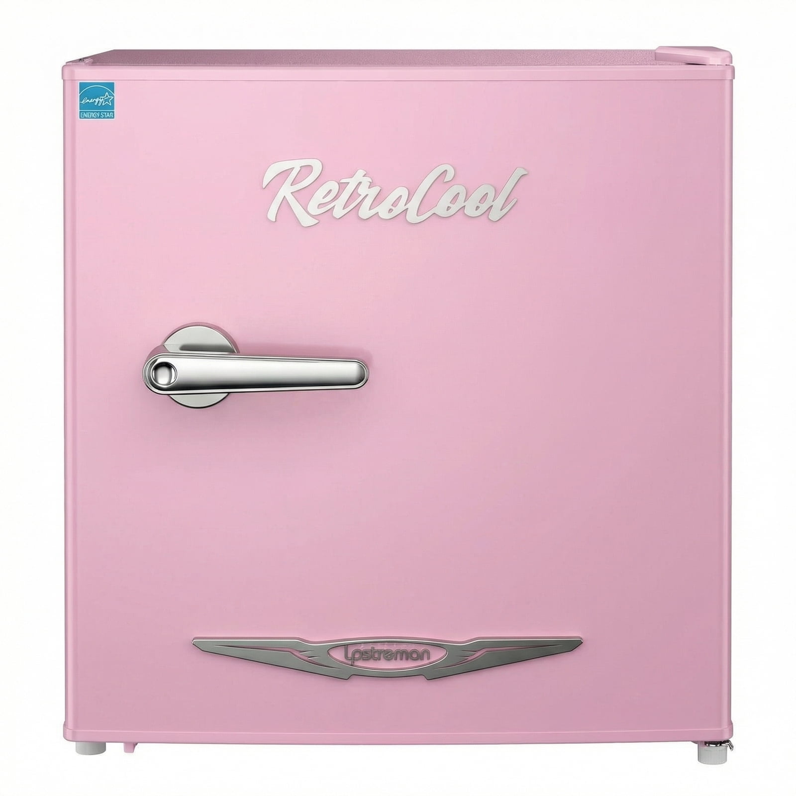 Upstreman 1.7 Cu.Ft. Retro Compact Refrigerator with Side Bottle Opener, Single Door Mini Fridge for Kitchen Office Apartment Dorm, Pink FR17 PRO