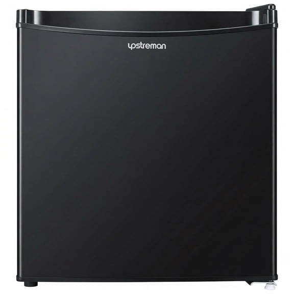 Upstreman 1.7 Cu ft Mini Fridge with Freezer Single Door Compact Refrigerator, Low Noise, Energy Saving, Adjustable Temperature, Reversible Door, for Home Office Dorm, Black FR17
