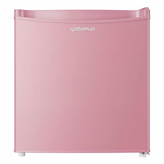 Upstreman 1.7 Cu ft Mini Fridge with Freezer Single Door Compact Refrigerator, Low Noise, Energy Saving, Adjustable Temperature, Reversible Door, for Home Office Dorm, Pink FR17