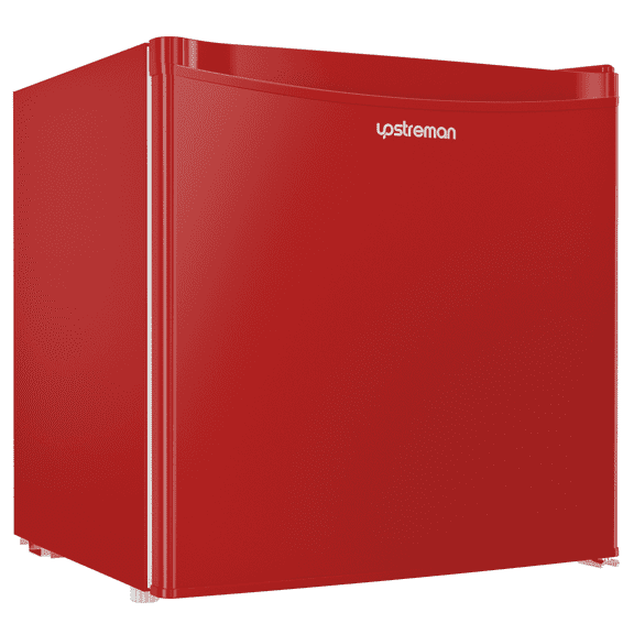 Upstreman 1.7 Cu ft Mini Fridge with Freezer Single Door Compact Refrigerator, Low Noise, Energy Saving, Adjustable Temperature, Reversible Door, for Home Office Dorm, Red FR17