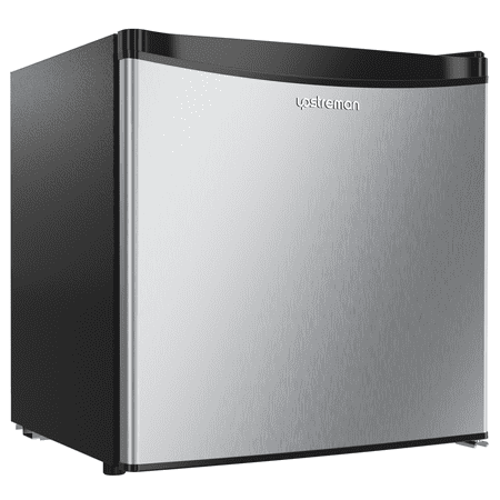 Upstreman 1.7 Cu.ft Mini Fridge with Freezer, Adjustable Temperature, Stainless Steel, 25.1 lbs