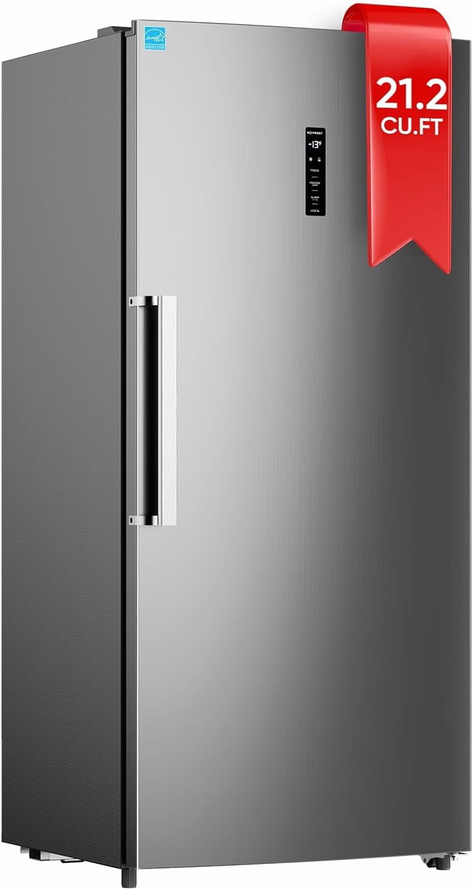 Upstreman 21.2 Cu.Ft. Convertible Upright Freezer, Stainless Steel Deep Freezer/Refrigerator, Garage Ready, Frost Free, Digital Touch Control Panel, UF212
