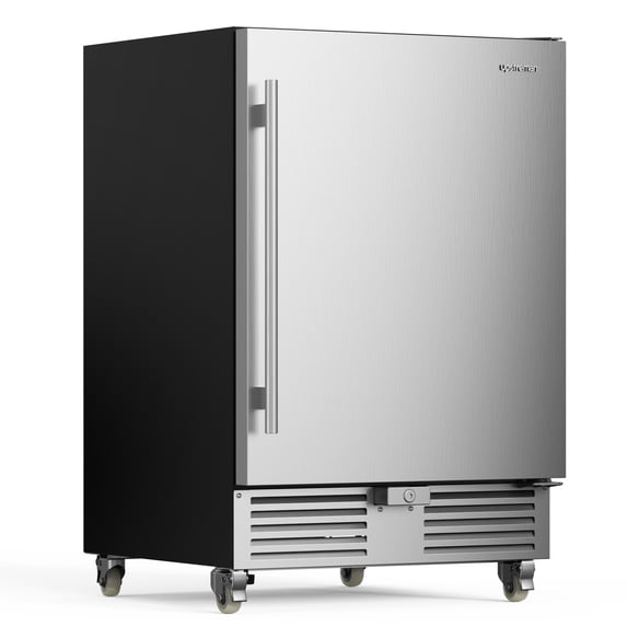 Upstreman 24" Outdoor Beverage Refrigerator, 180 Cans Under Counter Refrigerator Built-in or Freestanding Beverage Cooler Fridge, Stainless Steel, BR50