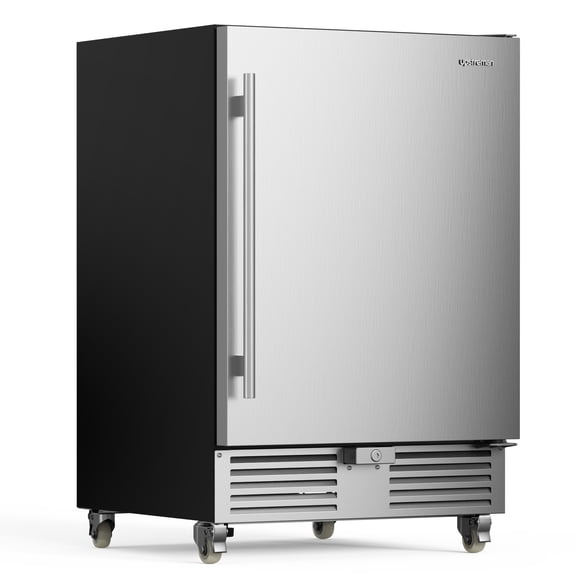 Upstreman 24" Outdoor Beverage Refrigerator, 180 Cans Under Counter Refrigerator Built-in or Freestanding Beverage Cooler Fridge, Stainless Steel, BR50