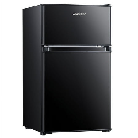 Upstreman 3.1 Cu.Ft Mini Fridge with Freezer, Double Door Mini Fridge,Black