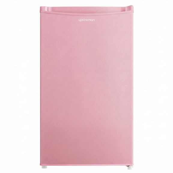 Upstreman Mini Fridge with Freezer, 3.2 Cu.Ft Small Refrigerator Single Door Compact Refrigerator for Dorm Office, Adjustable Thermostat, Low Noise, BR321 Pink