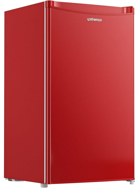 Upstreman 3.2 Cu.Ft Mini Fridge with Freezer, Single Door, Adjustable Thermostat, Refrigerator for Dorm, Office, Bedroom, Red-BR321