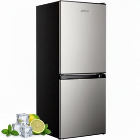Upstreman 4.0 Cu.ft Mini Fridge with Freezer, 2 Door Compact Fridge Samll Bottom Freezer Refrigerators with 5 Settings Temperature, BM40 Stainless Steel