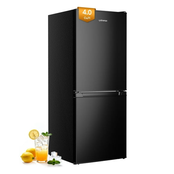 Upstreman 4.0 Cu.ft Mini Fridge with Freezer, 2 Door Compact Fridge Samll Bottom Freezer Refrigerators with 5 Settings Temperature, Black BM40