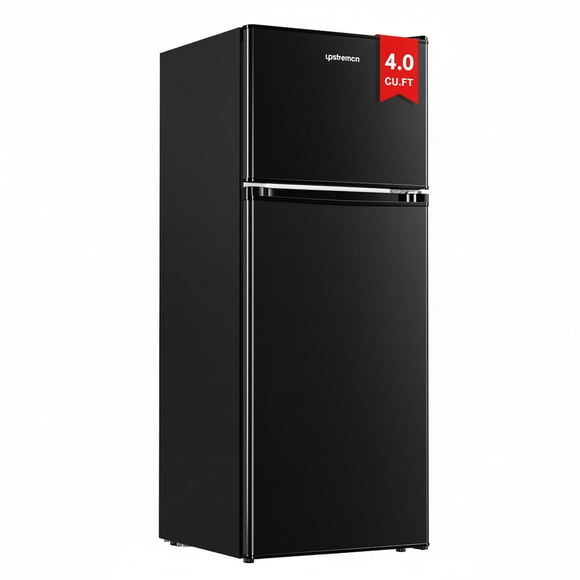Upstreman 4.0 Cu.ft Small Refrigerator with Freezer, 2 Door Mini Fridge Compact Refrigerator for Apartment Dorm Office Bar RV Bedroom, Black BR401
