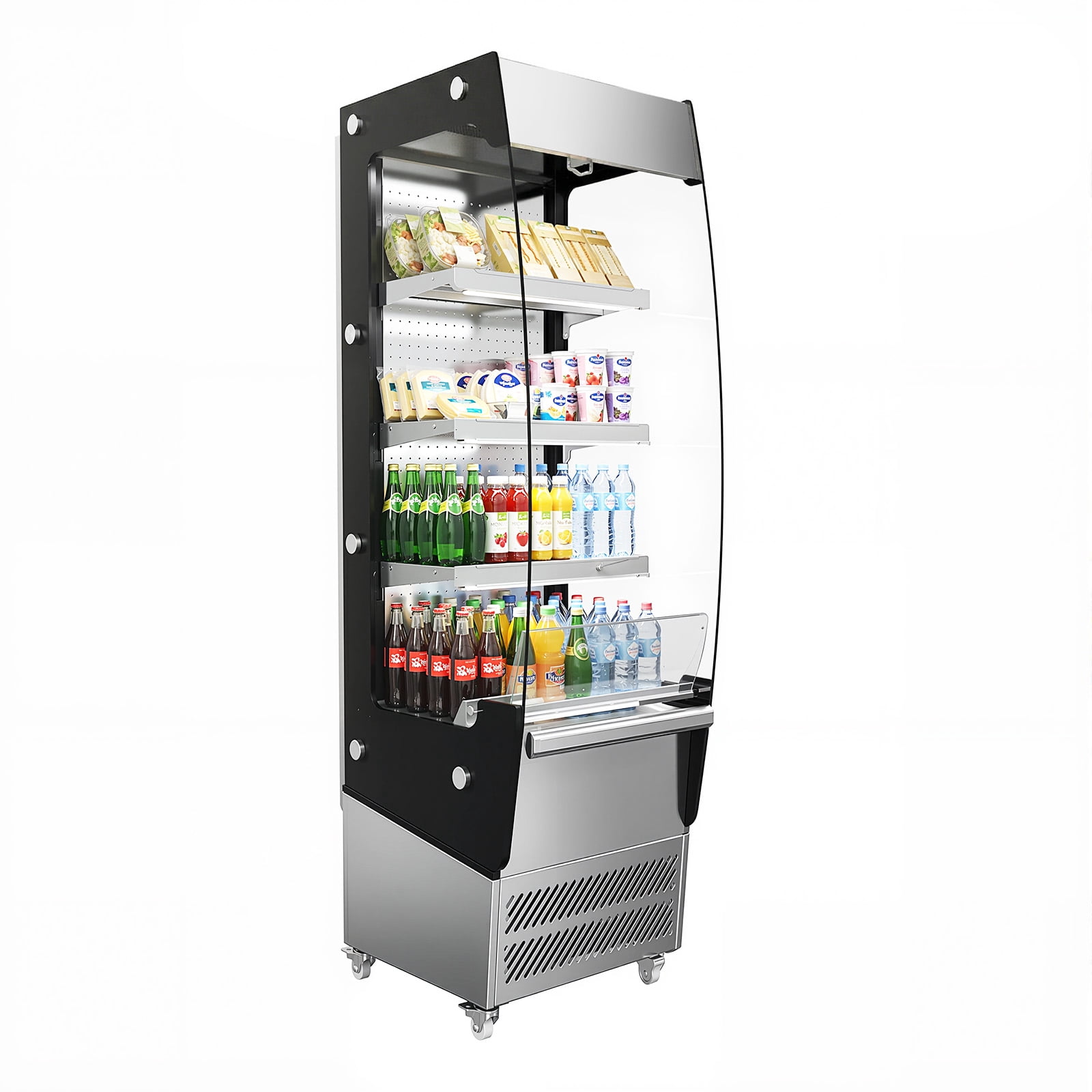 Upstreman Commercial Display Refrigerator, 7.8 Cu.Ft/ 220L Cake Display Case Fridge Open Merchandiser Beverage Cooler with LED Lighting and Wheels, OA78