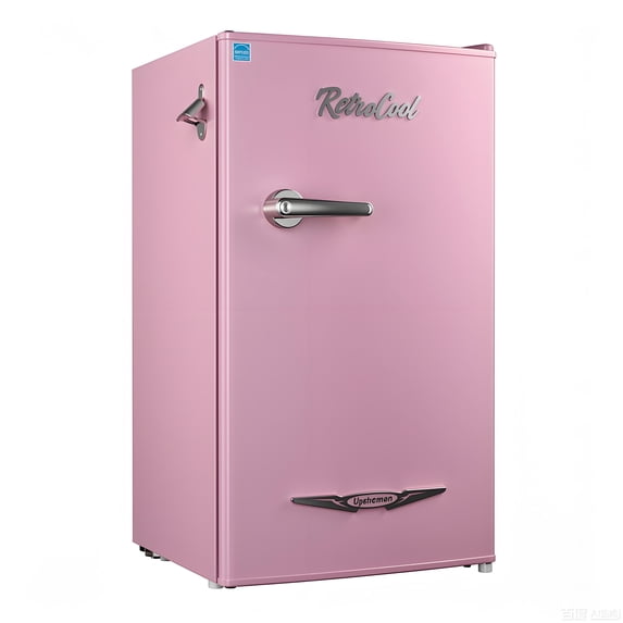 Upstreman 3.2 Cu.ft Retro Compact Fridge with Side Bottle Opener, Single Door Small Refrigerator Retro Bar Fridge, Pink BR321 PRO