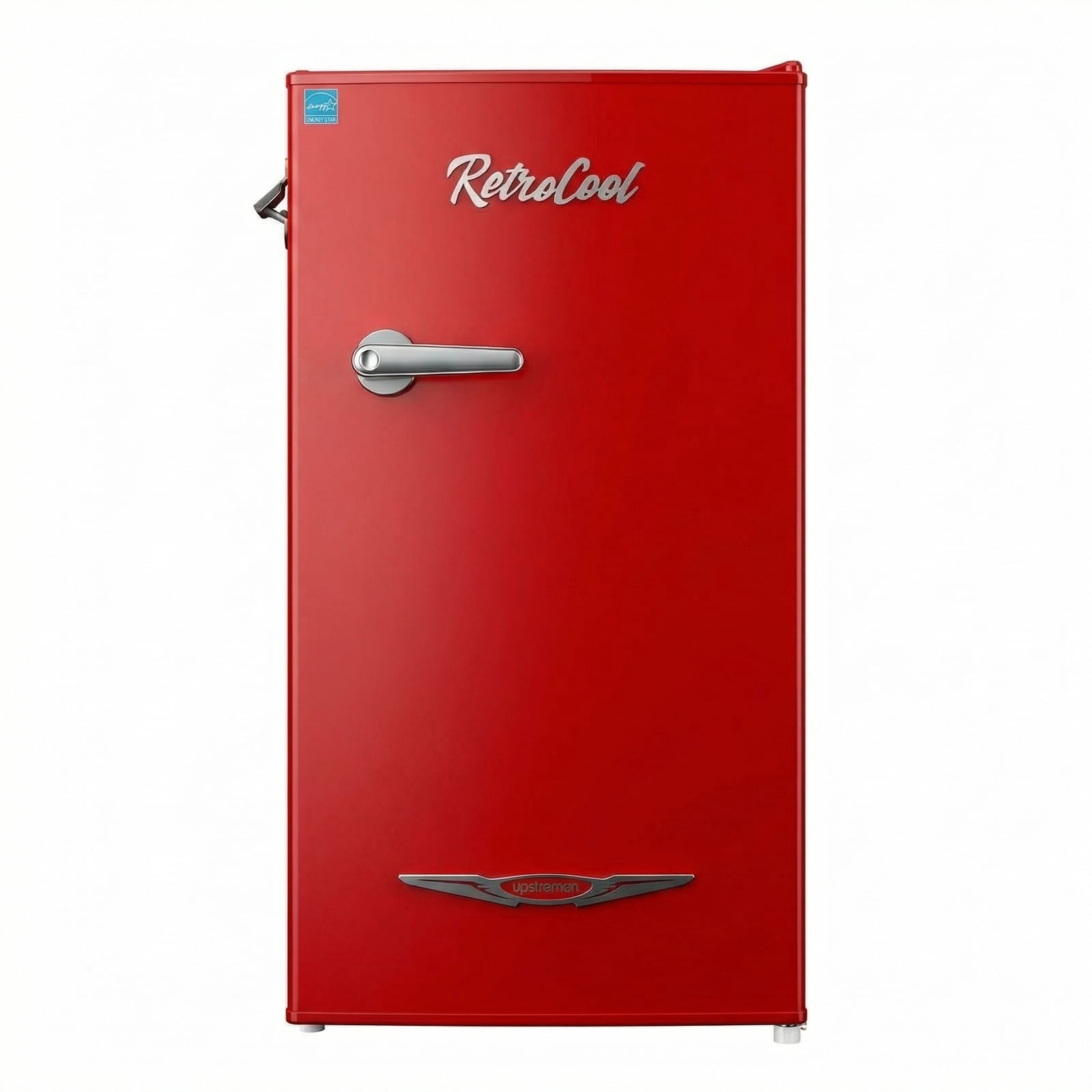 Upstreman 3.2 Cu.ft Retro Compact Fridge with Side Bottle Opener, Single Door Small Refrigerator Retro Bar Fridge, Red BR321 PRO