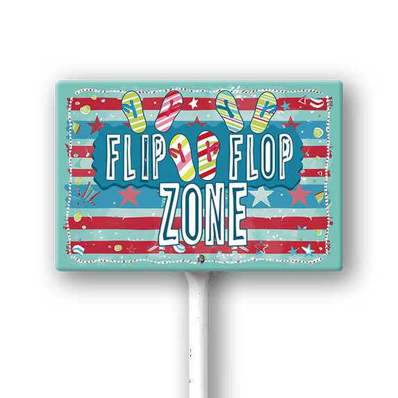 Uptell Flip Flop Zone Aluminum Sign Funny Pool Signs With Stake Beach House Decor Vintage Pool Tropical Beach Patio Decoration 12"x8" Beach Signs for Home Decor