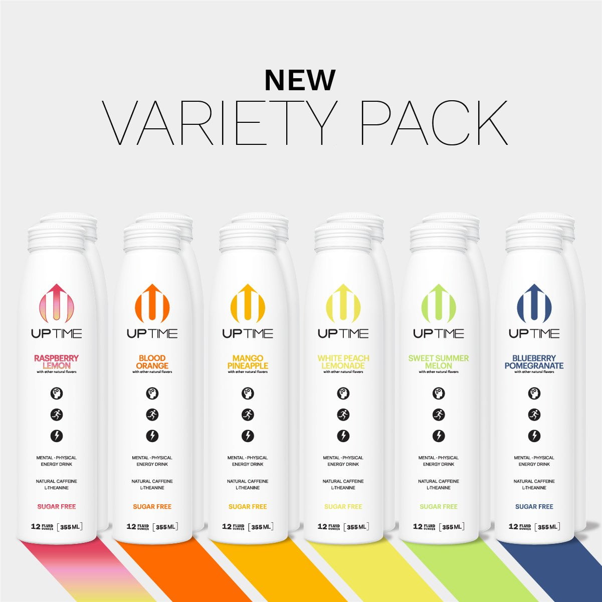 Uptime Energy Drink Variety Pack Sugar Free 12 Bottle Case