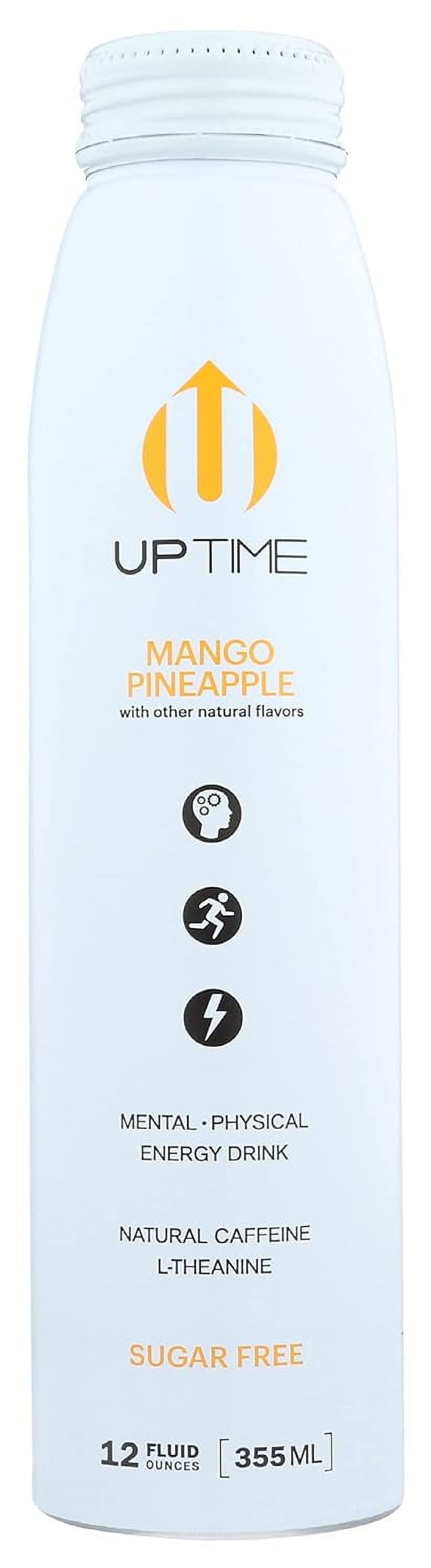 Uptime Mango Pineapple Energy Drink, with Other Natural Flavors, Natural Caffeine, Sugar Free, Gluten Free & Non-GMO, 12 Fluid Ounce (Pack of 12)