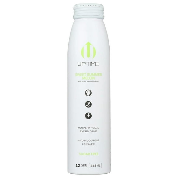 Uptime Sweet Summer Melon Energy Drink, with Other Natural Flavors, Natural Caffeine, Sugar Free, Gluten Free & Non-GMO, 12 Fluid Ounce (Pack of 12)
