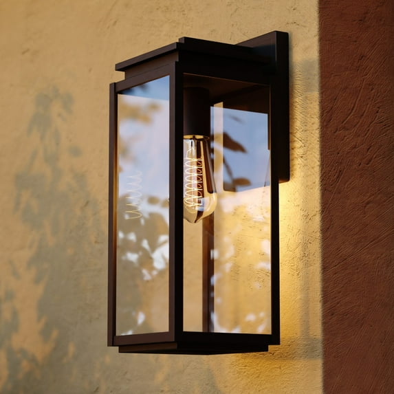 Uptown 1 Light Matte Black Transitional Outdoor Wall Lantern Clear Glass