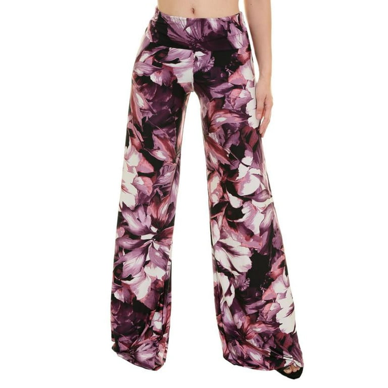 Uptown Apparel Womens Fold Over Waist Wide Leg Palazzo Pants, Good for  tall, curvy women - Available in S-L - MADE IN USA