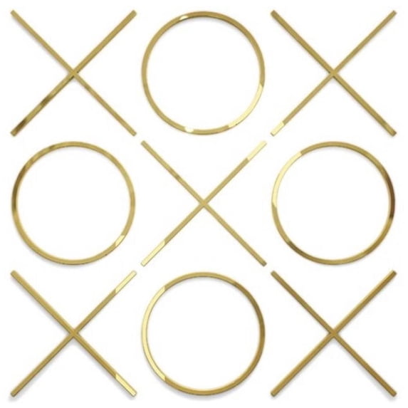Uptown Club 9 Piece Small Metal Tic Tac Toe Wall Sculpture Set in Gold