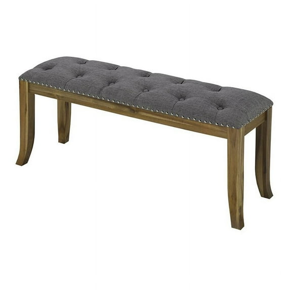 Uptown Club Capri 18" Transitional Fabric Upholstered Bench in Dark Gray