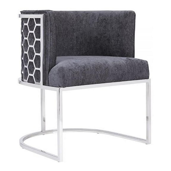 Uptown Club Diamond 15" Modern Luxurious Fabric Dining Chair in Charcoal