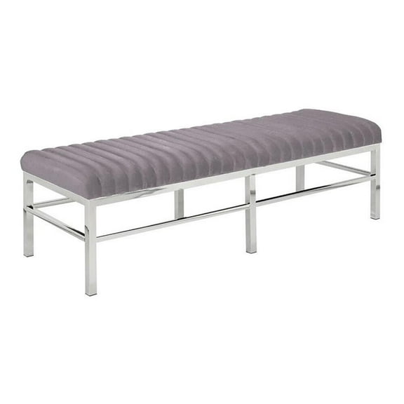 Uptown Club Dover 18" Modern Velvet Bench w/ High-Quality Craftsmanship in Gray