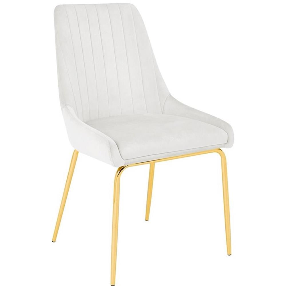 Ivory Upholstered Side Chair with Gold Legs