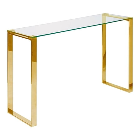 Uptown Club Gabby 39" Stainless Steel Metal and Glass Console Table in Gold