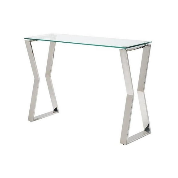 Uptown Club Lily Stainless Steel Console Table in Silver