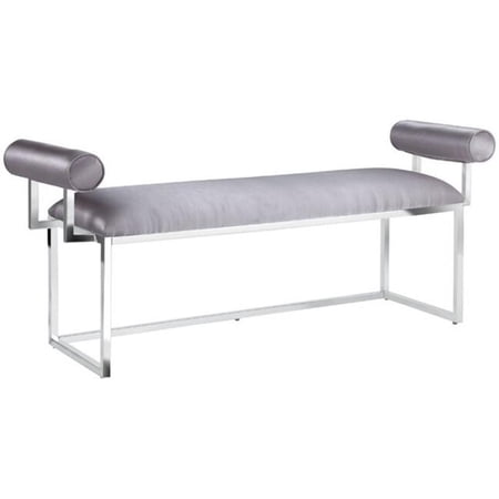 Uptown Club Moor Transitional Satin Upholstered Bedroom Bench in Silver