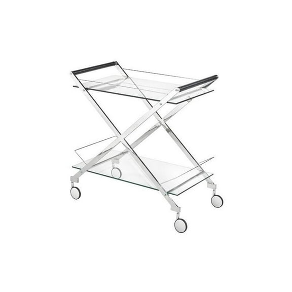 Uptown Club Otis Stainless Steel Bar Cart in Silver
