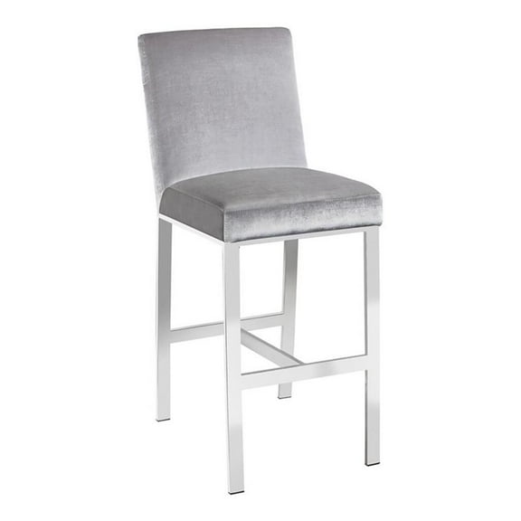 Uptown Club Rose 25" Modern Luxurious Velvet Counter Stool in Gray