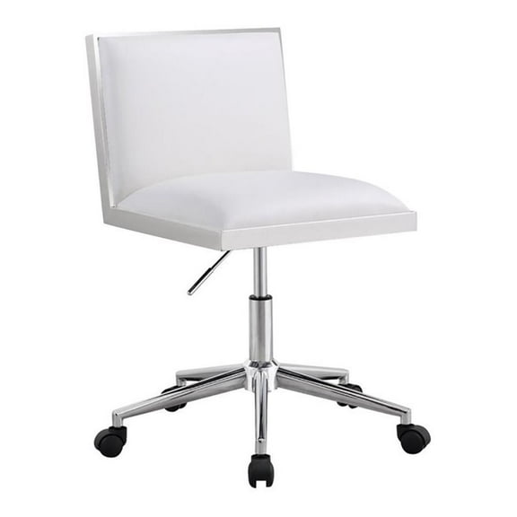 Uptown Club Rose Geometric Modern Luxurious Faux Leather Office Chair in White