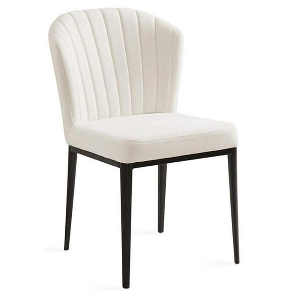 Uptown Club Scott 18" Ribbed Back Linen Fabric Dining Chair in Ivory (Set of 2)