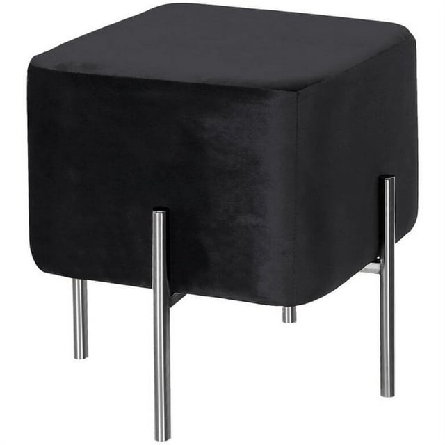 Uptown Club Transitional Velvet Upholstered Cube Ottoman in Black