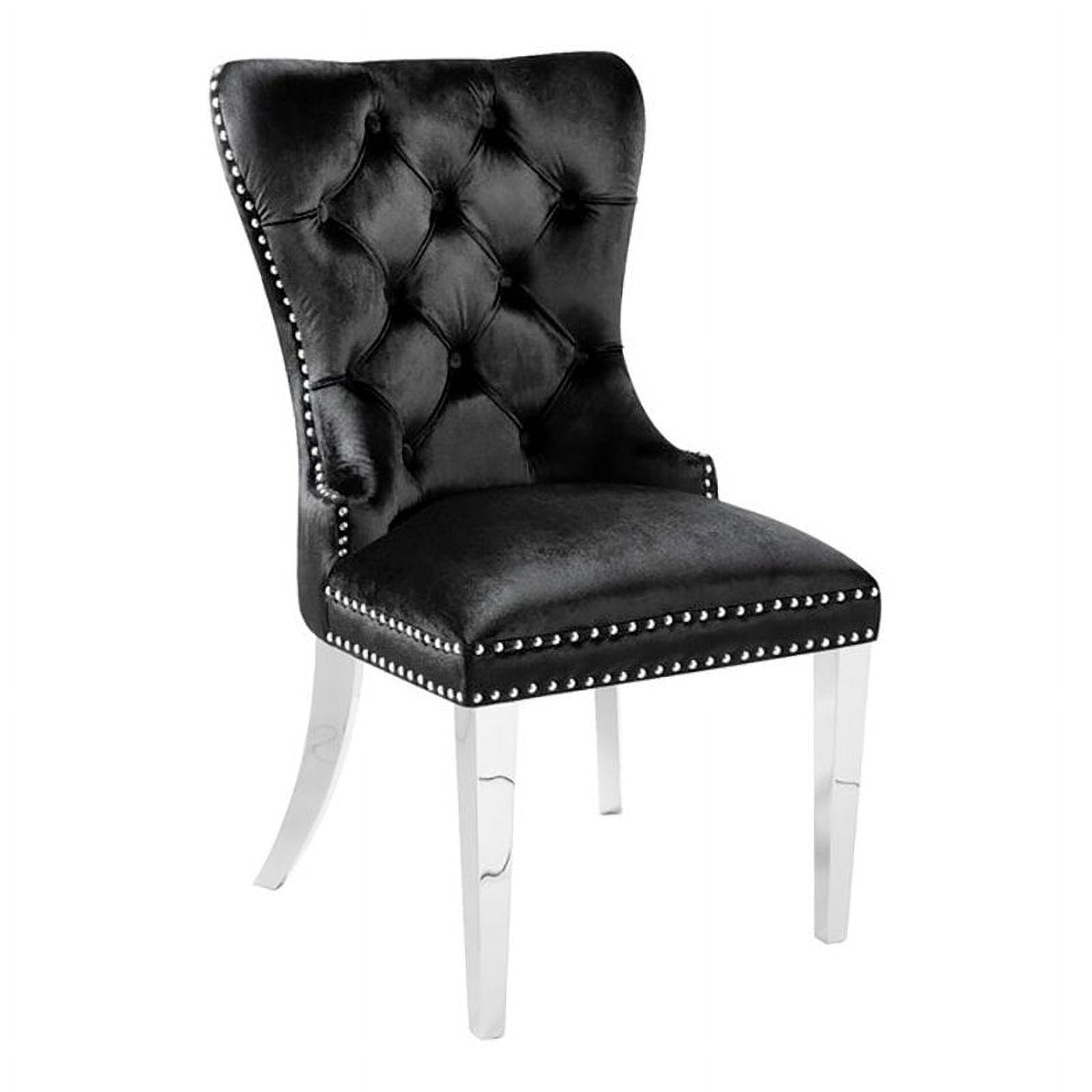 Uptown Club Tufted Upholstered Dining Chair with Nailhead Trim in Black ...